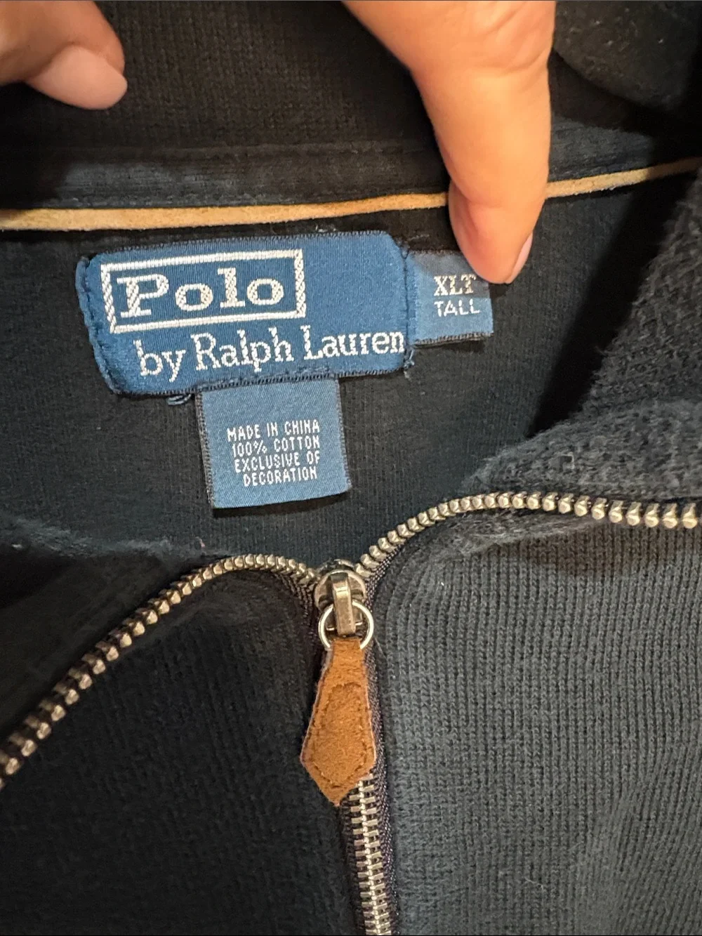 Polo by Ralph Lauren black cottonquarter zip pullover sweater - Men's XLT